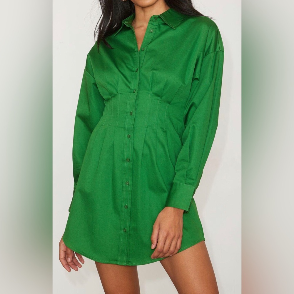 Green long sleeve mini dress